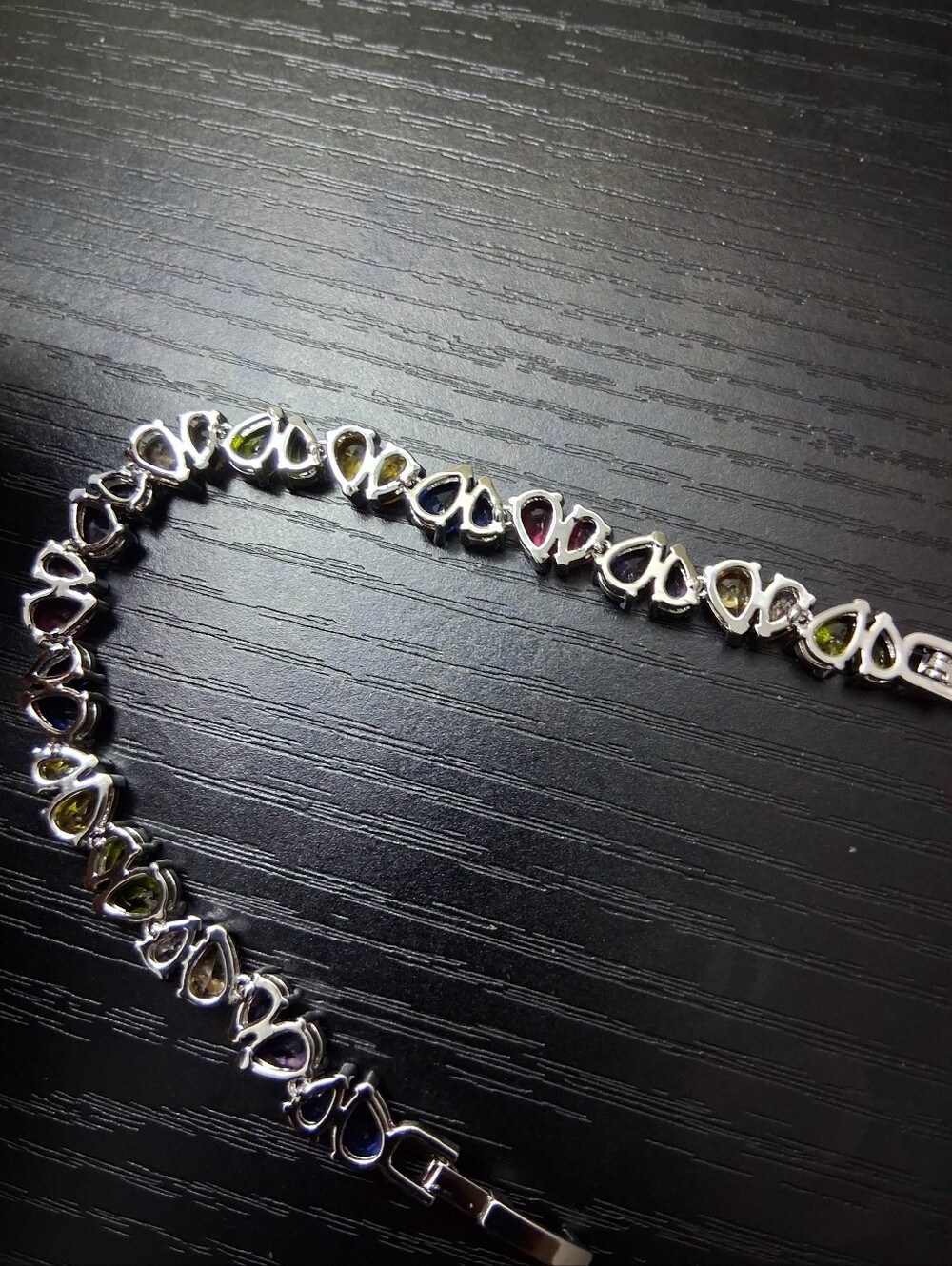 Multi-Color Cubic Zirconia Silver Tennis Bracelet - Picture 3 of 6